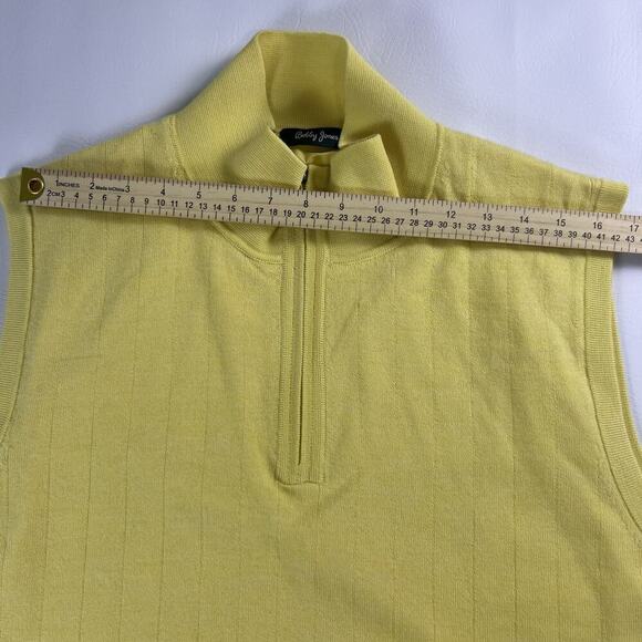 Bobby Jones Extrafine 100% Wool 1/4 Zip Sweater Vest Golf Yellow Lined Mens Sz L - Picture 9 of 13